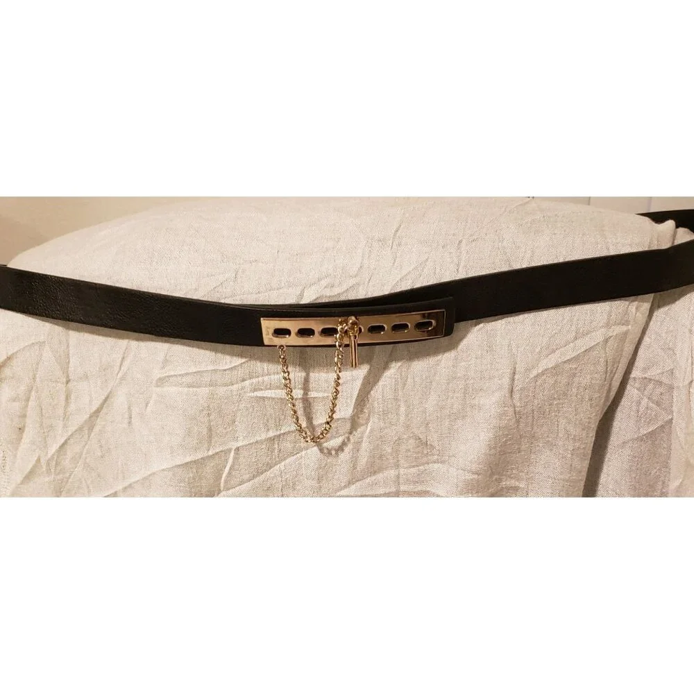 Asos Curve Classic Black Belt with Unique Bar/Loop Closure Sz 20/22 EUC